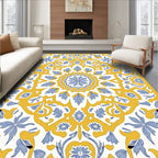 Sunny Blue Floral Medallion Mandala Rug