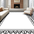 Black White DNA Double Helix Border Rug