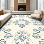 Pale Blue Floral Medallion Lattice Rug
