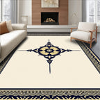 Navy Golden Starburst Compass Medallion Rug