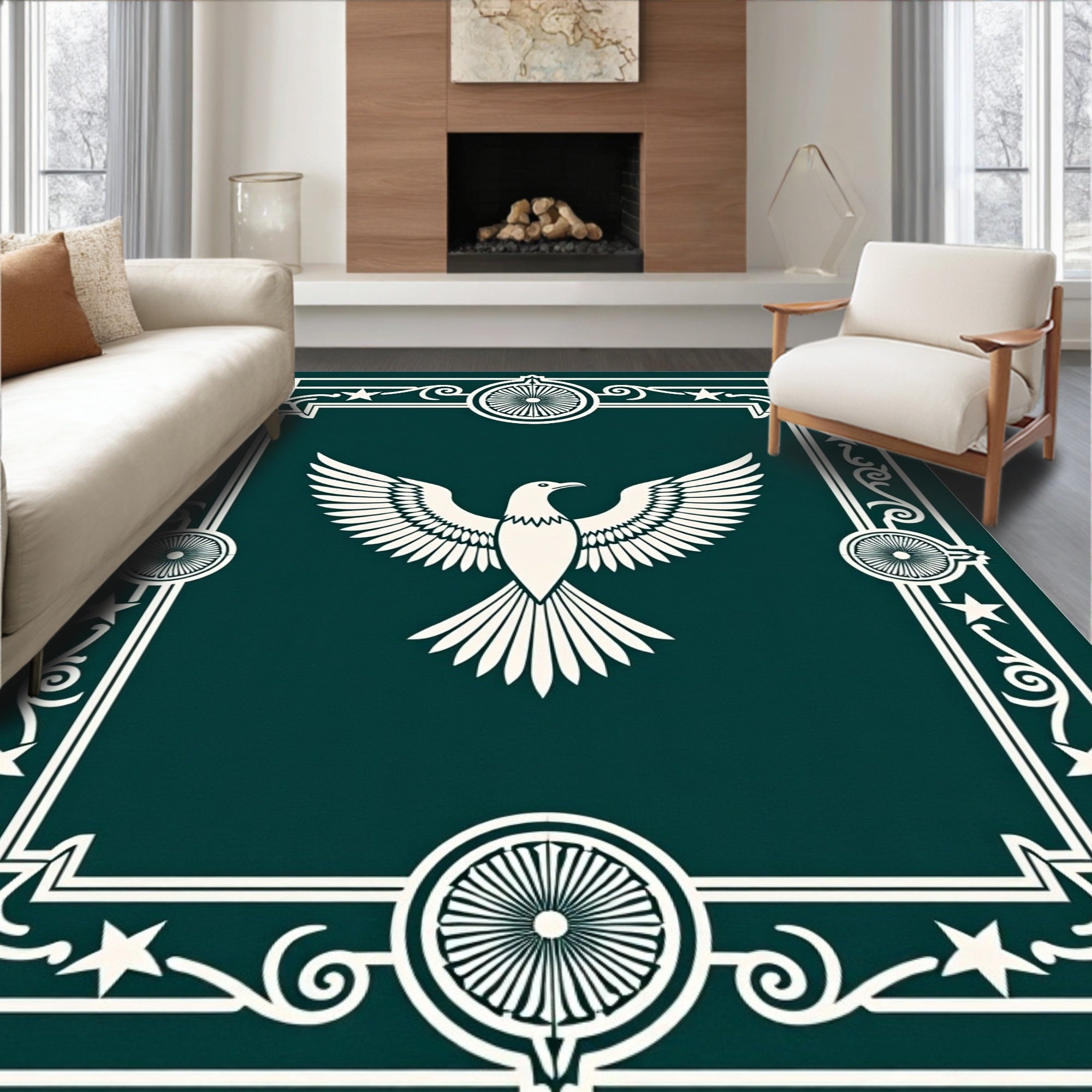 Emerald Majestic Eagle Frame Rug