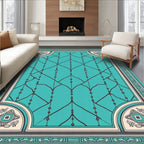 Teal Arabesque Lattice Frame Rug