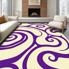 Cream Purple Abstract Swirl Rug