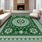 Deep Forest Green Medallion Starburst Rug