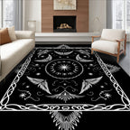 Ornate White Starburst Winged Mandala Rug