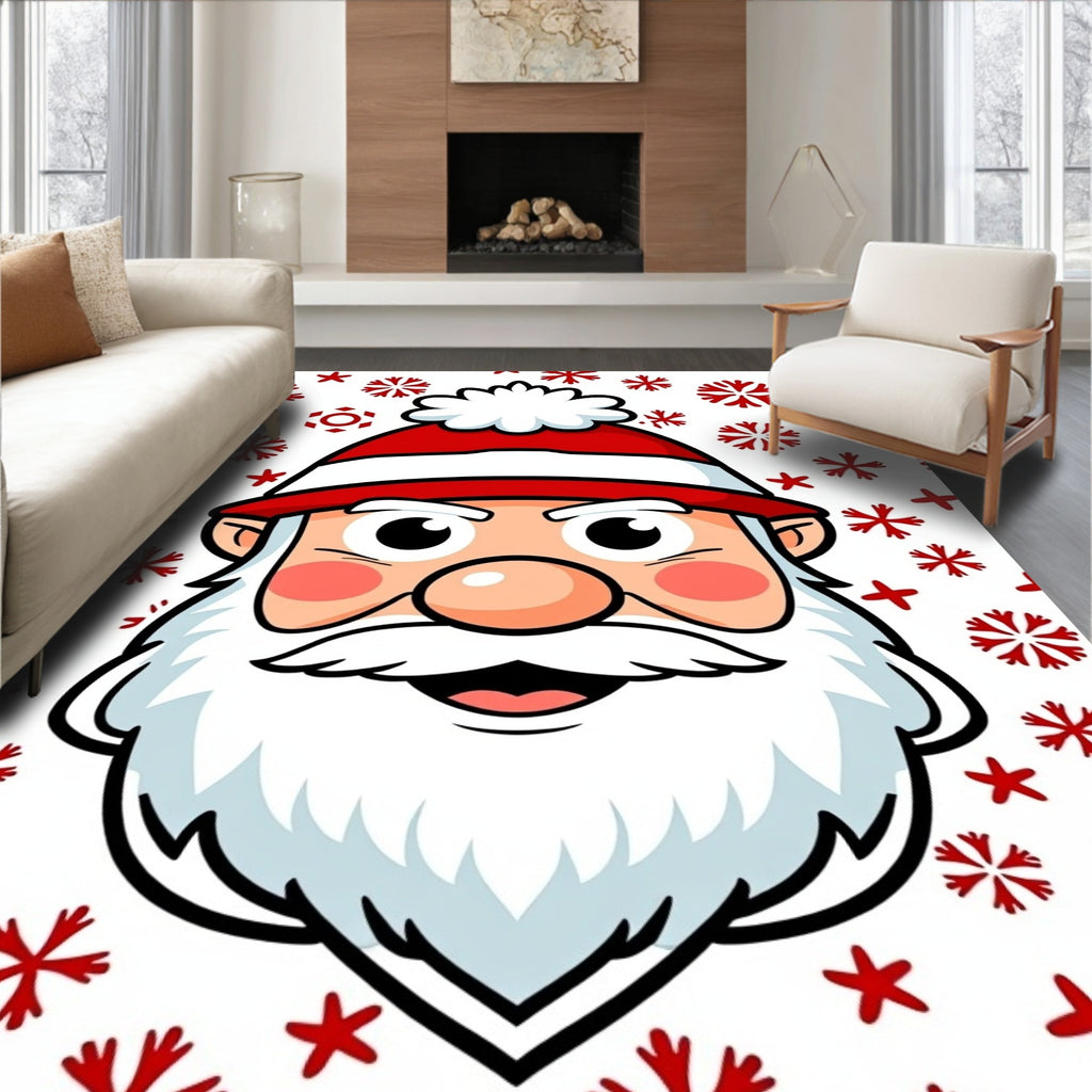 Classic Santa Claus Red Snowflakes Rug