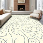 Cream Gray Abstract Swirl Lines Rug