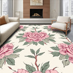Vintage Pink Rose Floral Bouquet Rug