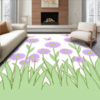 Lavender Daisy Butterfly Spring Meadow Rug