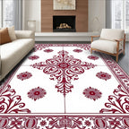 Deep Red Floral Medallion Centerpiece Rug