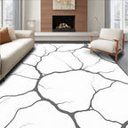 Monochrome Cracked Earth Abstract Rug
