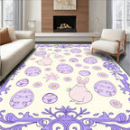 Pastel Purple Easter Bunny Eggs FloralRug Rug