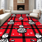 Red Buffalo Plaid Snowman Snowflakes Rug