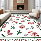 Crimson and Emerald Whimsical Holiday Animals Rug