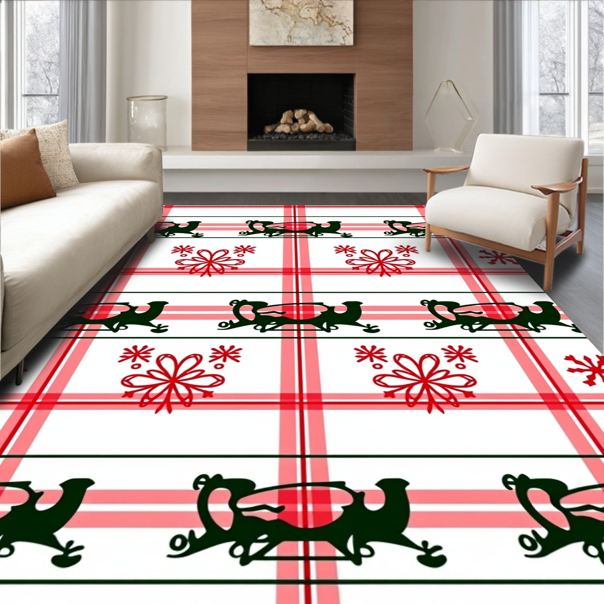 Red Buffalo Check Festive Animal Rug