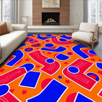 Retro Orange Blue Red Abstract Shapes Rug