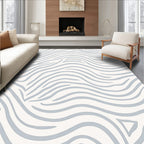 Soft Blue Wave Organic Lines Rug