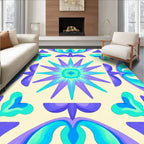 Vibrant Purple Teal Starburst Tile Rug