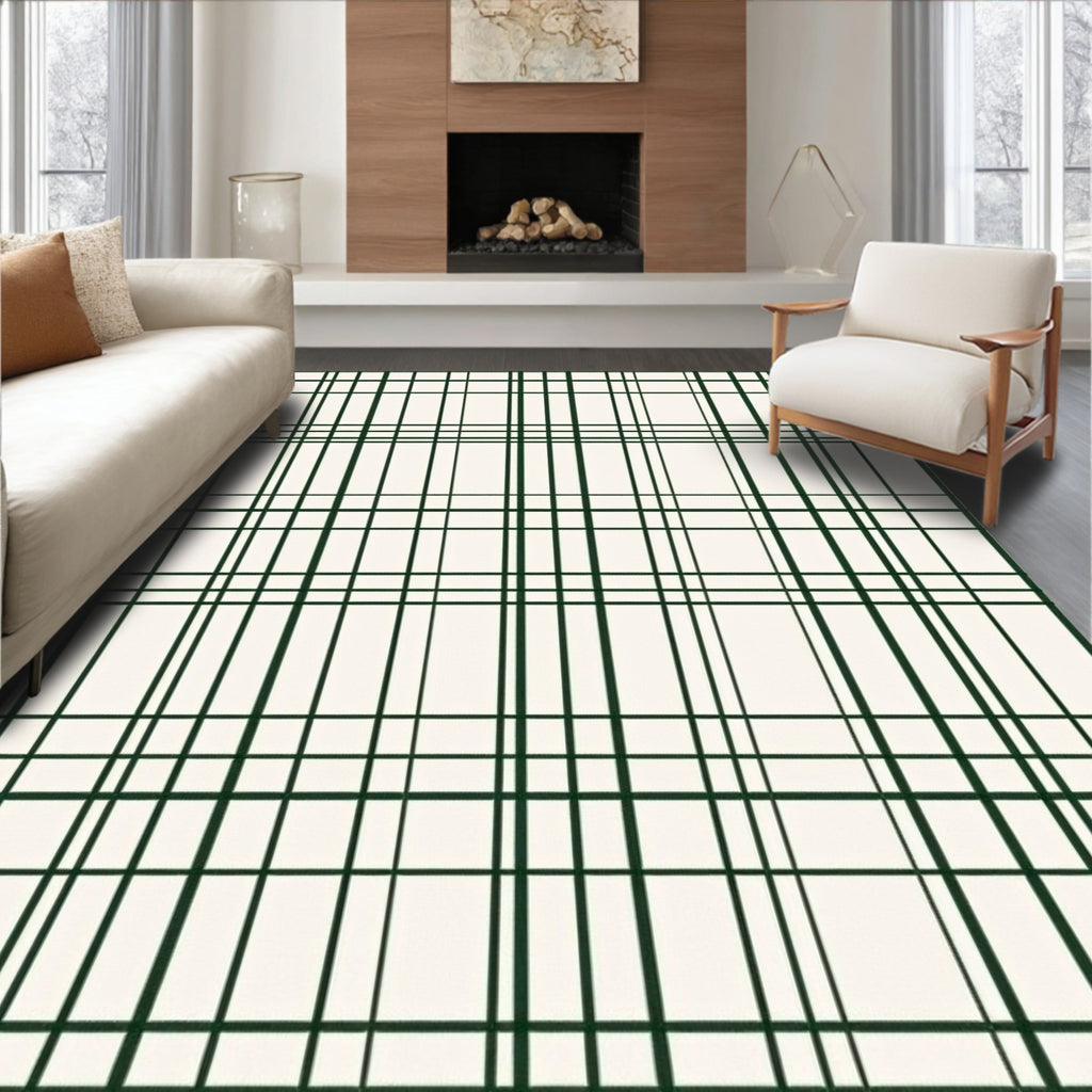 Classic Forest Green Tartan Plaid Rug