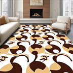 Retro Chic Golden Brown Stylized Floral Rug