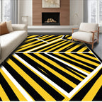 Bold Yellow Black Diagonal Stripe Rug