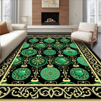 Emerald Green Ornamental Bauble Border Rug