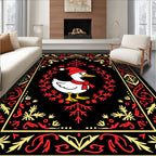 Festive Red Yellow Duck Wreath Rug