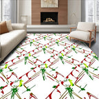 Red Green White Abstract Drip Art Rug