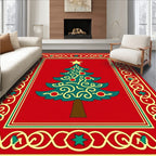 Red Christmas Tree Garland Rug