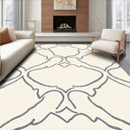 Cream and Gray Trellis Overlay Rug