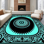 Teal Black Ornamental Medallion Rug