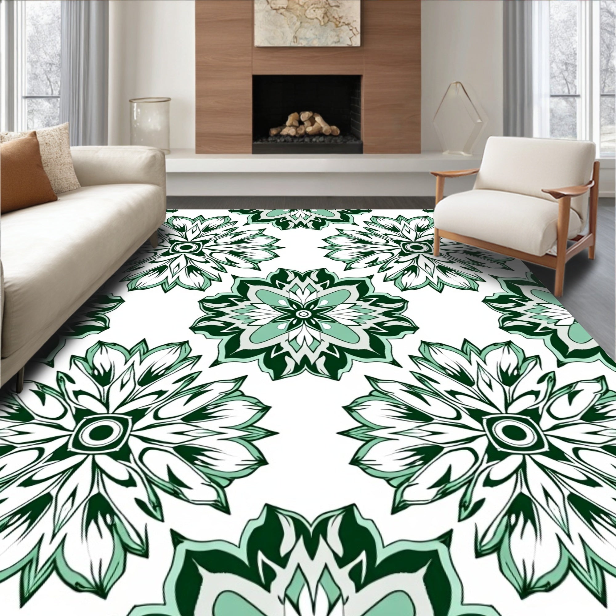 Jasmine Bloom Mandala Green Rug