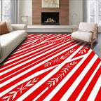 Crimson White Diagonal Branch Stripe Rug