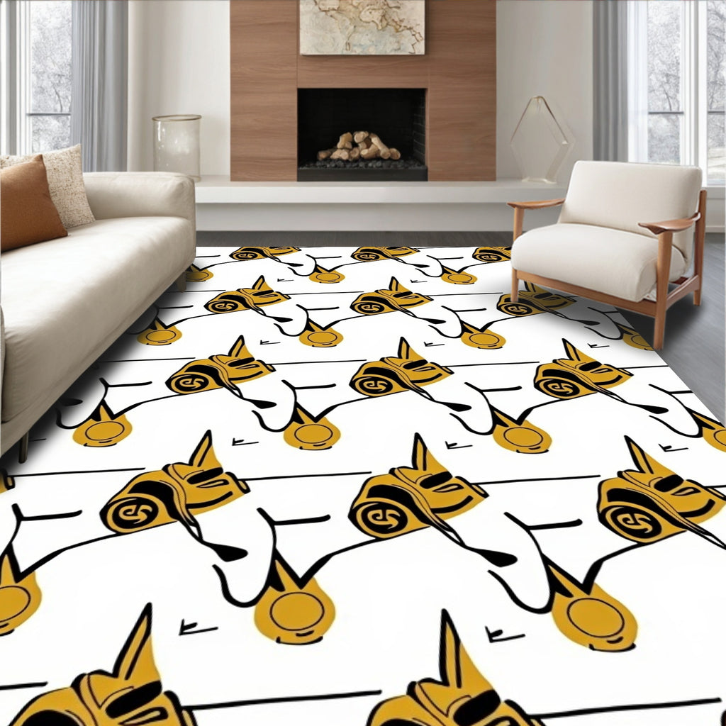 Minimalist Gold Abstract Forms Rug