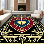 Crimson Heart with Gold Border Rug