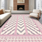 Blush Pink Gray Chevron Medallion Frame Rug