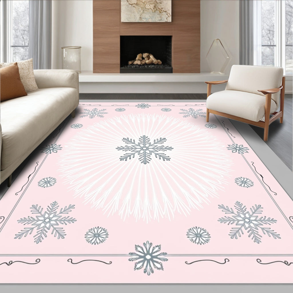 Pink Snowflake Burst Medallion Rug