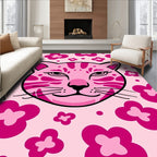 Pink Floral Cat Face Rug