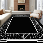 Art Deco Frame Geometric White Rug