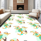 Abstract Aqua Orange Swirls Rug