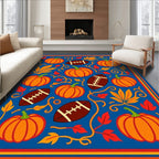 Orange Pumpkins Brown Football Leaves Rug