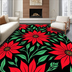 Bold Red Floral Branch Rug