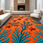 Coral Starfish Orange Blue Seabed Rug