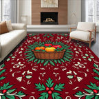 Rich Red Fruit Basket Whimsical Holly Rug