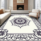 Intricate Black Mandalas Cream Medallion Rug