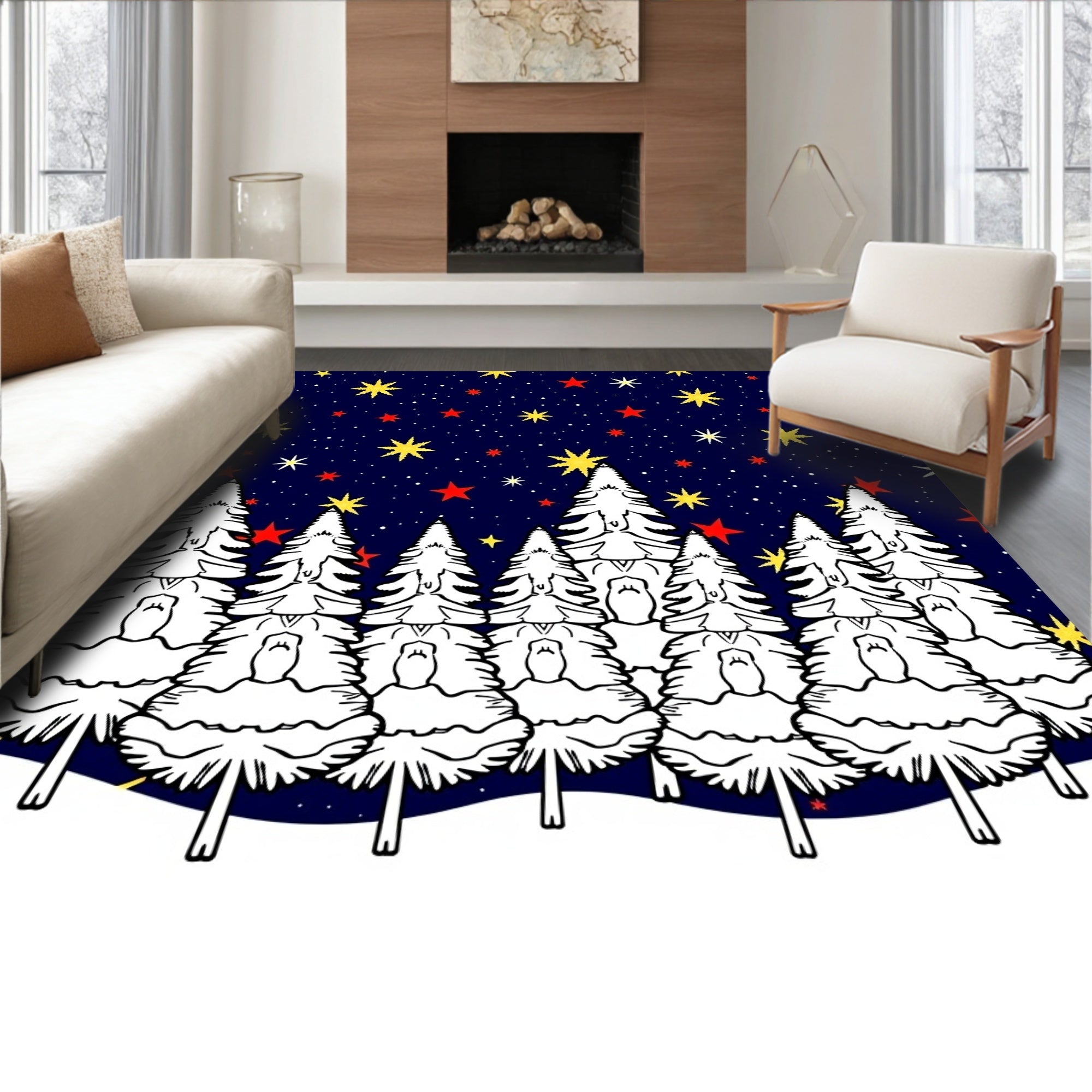 Night Sky Starry Forest Rug