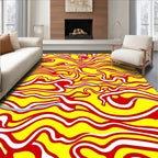Bold Red Yellow Swirls Rug