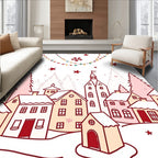 Festive Winter Village with Twinkling Lights Rug