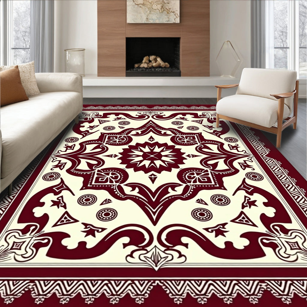 Crimson Baroque Floral Medallion Rug