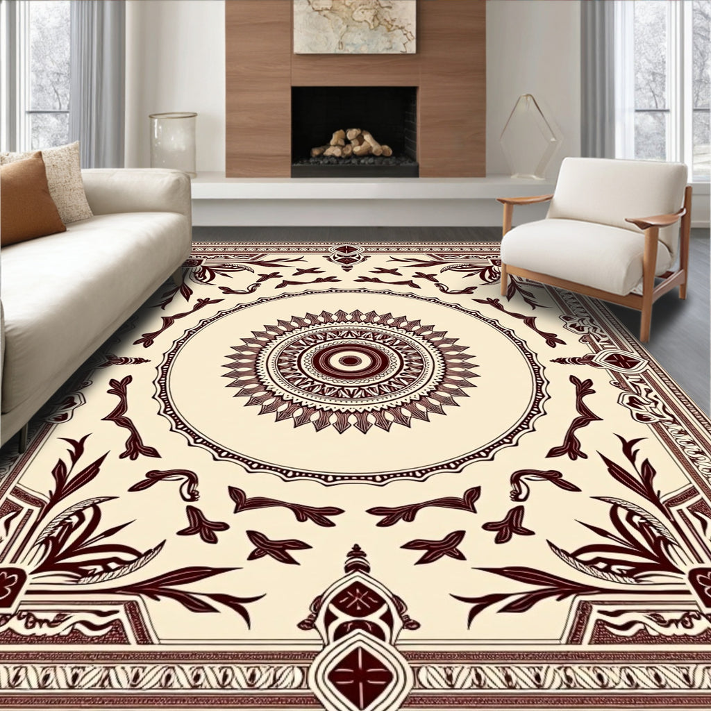 Deep Burgundy Classic Floral Medallion Rug